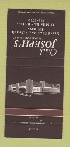 Matchbook Cover - Chuck Joseph's Steaks Detroit Berkley MI 30 Strike