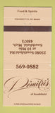 Matchbook Cover - Dimiti's Southfield MI WEAR 30 Strike