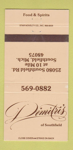 Matchbook Cover - Dimiti's Southfield MI WEAR 30 Strike