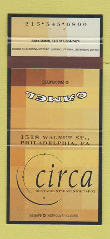 Matchbook Cover - Circa Restaurant Philadelphia PA Camel Cigarettes 30 Strike