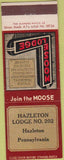 Matchbook Cover - Matchbook Cover Moose Lodge Hazleton PA