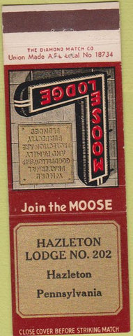Matchbook Cover - Matchbook Cover Moose Lodge Hazleton PA