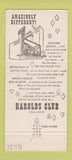 Matchbook Cover - Harolds Club Casino Reno NV Girlie #2 pink 30 Strike