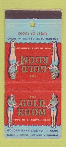 Matchbook Cover - The Gold Room Golden Bank Casino girlie Reno NV 30 Stick