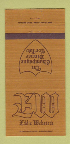 Matchbook Cover - Eddie Webster's Bloomington St Louis Park MN 30 Strike