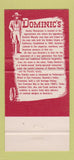 Matchbook Cover - Dominic's Harbor Restaurant San Rafael CA 30 Strike