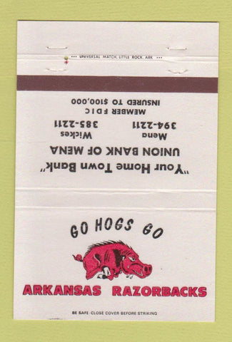 Matchbook Cover - Bank Wickes Mena AR Razorbacks Schedule 1980 40 Strike