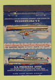 Matchbook Cover - SS Princess Anne Pocahontas ship WEAR 40 Strike