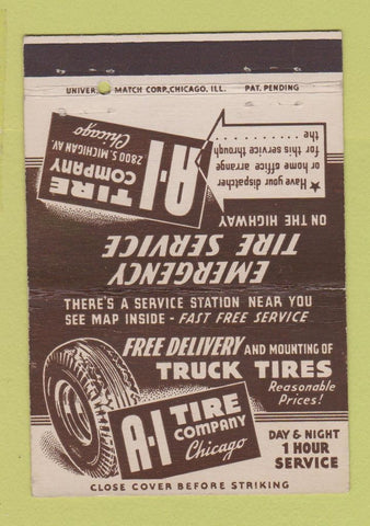 Matchbook Cover - A1 Tire Company Chicago IL 40 Strike