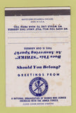 Matchbook Cover - Women's Overseas Service League STAINED 40 Strike