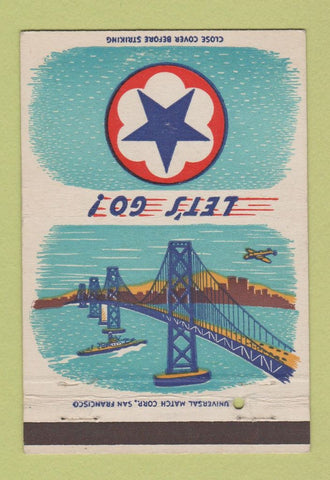 Matchbook Cover WWII Golden Gate Bridge Military San FranciscoPostcard 40 Strike