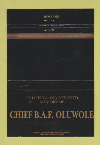 Matchbook Cover - Chief BAF Oluwolf 40 Strike