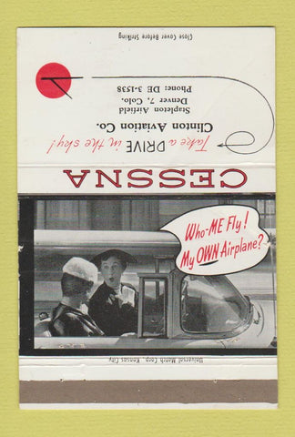 Matchbook Cover - Cessna Airplanes Denver Colorado Stapleton Airfield 40 Strike