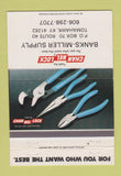 Matchbook Cover - Banks Miller Channel Lock Tools Tomahawk KY 40 Strike