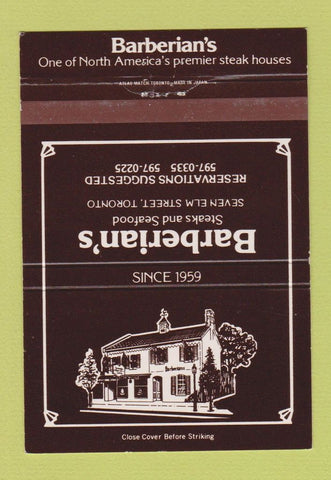 Matchbook Cover - Barberian's Steak House Toronto ON 40 Strike