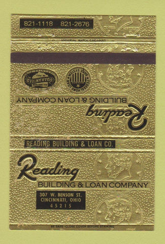 Matchbook Cover - Reading Building and Loan Cincinnati OH 40 Strike