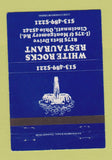 Matchbook Cover - White Rocks Restaurant Cincinnati OH 40 Strike