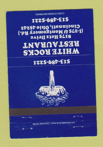 Matchbook Cover - White Rocks Restaurant Cincinnati OH 40 Strike