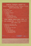 Matchbook Cover - Capitol Trailer Body Fort Smith AR Steel Little Rock 40 Strike