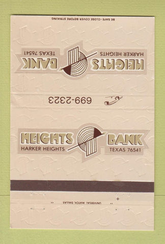 Matchbook Cover - Heights Bank Harker Heights TX 40 Strike
