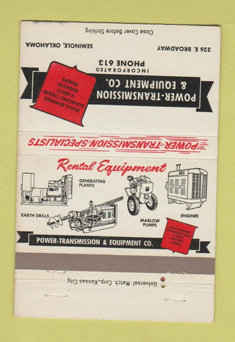 Matchbook Cover - Power Transmission Equipment Seminole OK 40 Strike