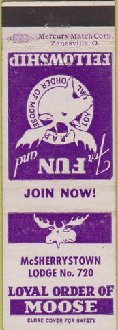 Matchbook Cover - Matchbook Cover Moose Lodge McSherrystown PA