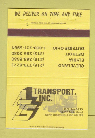 Matchbook Cover - ATS Transport Trucking North Ridgeville OH Elyria 40 Strike