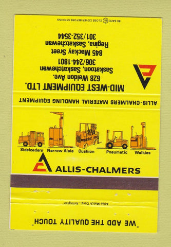 Matchbook Cover - Allis Chalmers Forklifts Regina Saskatoon SK 40 Strike