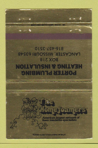 Matchbook Cover - Porter Plumbing Heating Insulation Lancaster MO 40 Strike