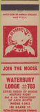 Matchbook Cover - Matchbook Cover Moose Lodge Waterbury VT