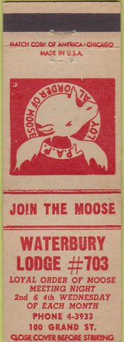 Matchbook Cover - Matchbook Cover Moose Lodge Waterbury VT