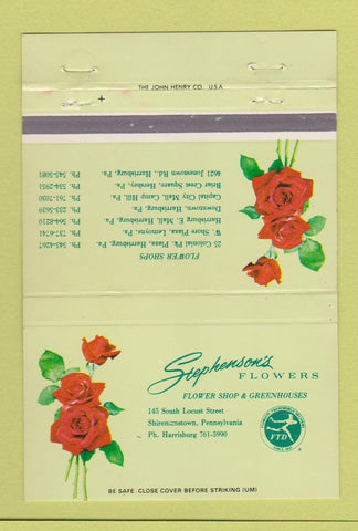 Matchbook Cover - Stephenson's Flowers Shiremanstown PA 40 Strike
