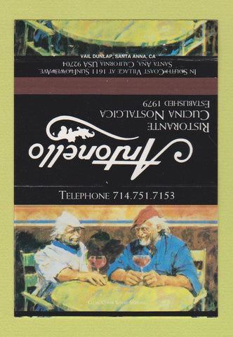 Matchbook Cover - Antonello Ristorante Santa Ana CA 40 Strike