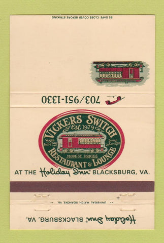 Matchbook Cover - Vickers Switch Restaurant Holiday Inn Blacksburg VA 40 Strike