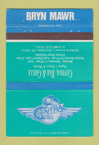 Matchbook Cover - Central Bar Grille Bryn Mawr PA WORN 40 Strike