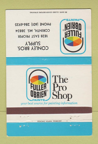Matchbook Cover - Fuller O'Brien Paints Corinth MS 40 Strike