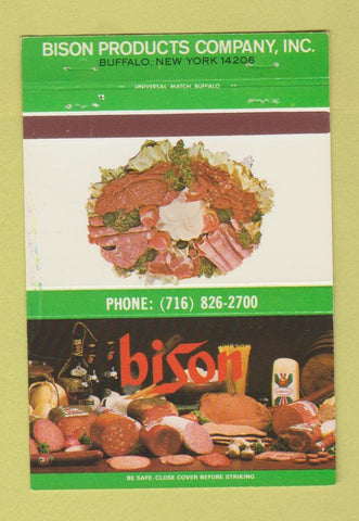 Matchbook Cover - Bison Products Meat Buffalo NY 40 Strike