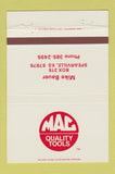Matchbook Cover - Mac Tools Mike Bauer Spearville KS 40 Strike