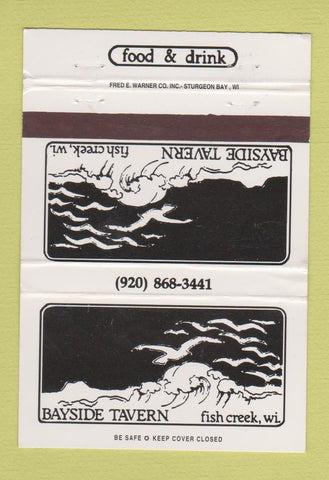 Matchbook Cover - Bayside Tavern Fish Creek WI 40 Strike
