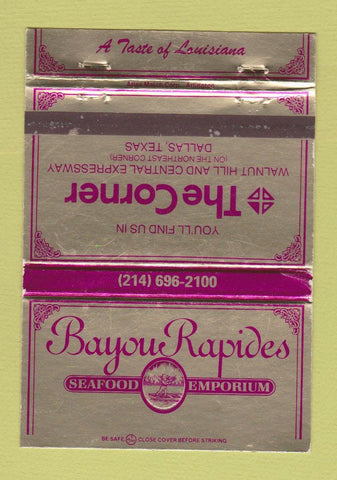 Matchbook Cover - Bayou Rapides Seafood Dallas TX 40 Strike