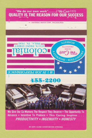 Matchbook Cover - Colonial Remodeling Philadelphia PA 40 Strike