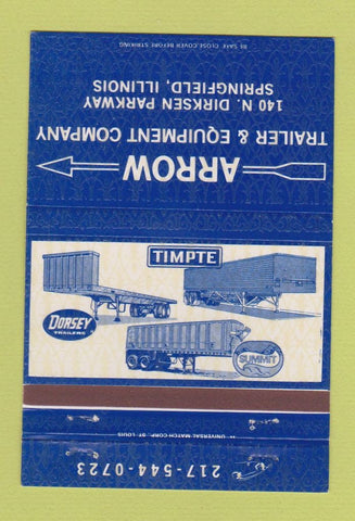Matchbook Cover - Arrow Trailer and Equipment Springfield IL 40 Strike