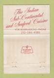 Matchbook Cover - Shakiahan Restaurant New York City WORN 40 Strike