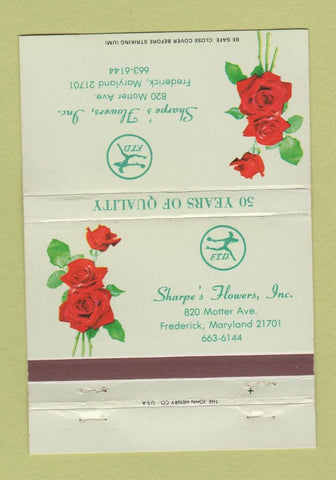 Matchbook Cover - Sharpe's Flowers Frederick MD 40 Strike