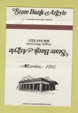 Matchbook Cover - State Bank of Argyle WI 40 Strike