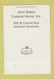 Matchbook Cover - John Steen Funeral Home Ashland KY SAMPLE #1 40 Strike