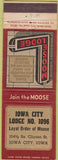 Matchbook Cover - Matchbook Cover Moose Lodge Iowa City IA