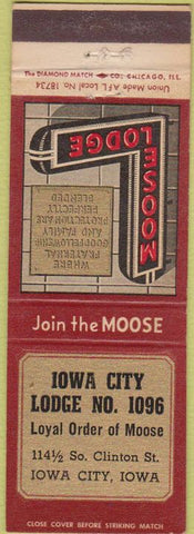 Matchbook Cover - Matchbook Cover Moose Lodge Iowa City IA