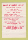 Matchbook Cover - Knight Mercantile Hardware Cartersville GA 40 Strike