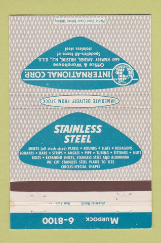 Matchbook Cover International Corp Office Warehouse Hillside NJ steel 40 Strike
